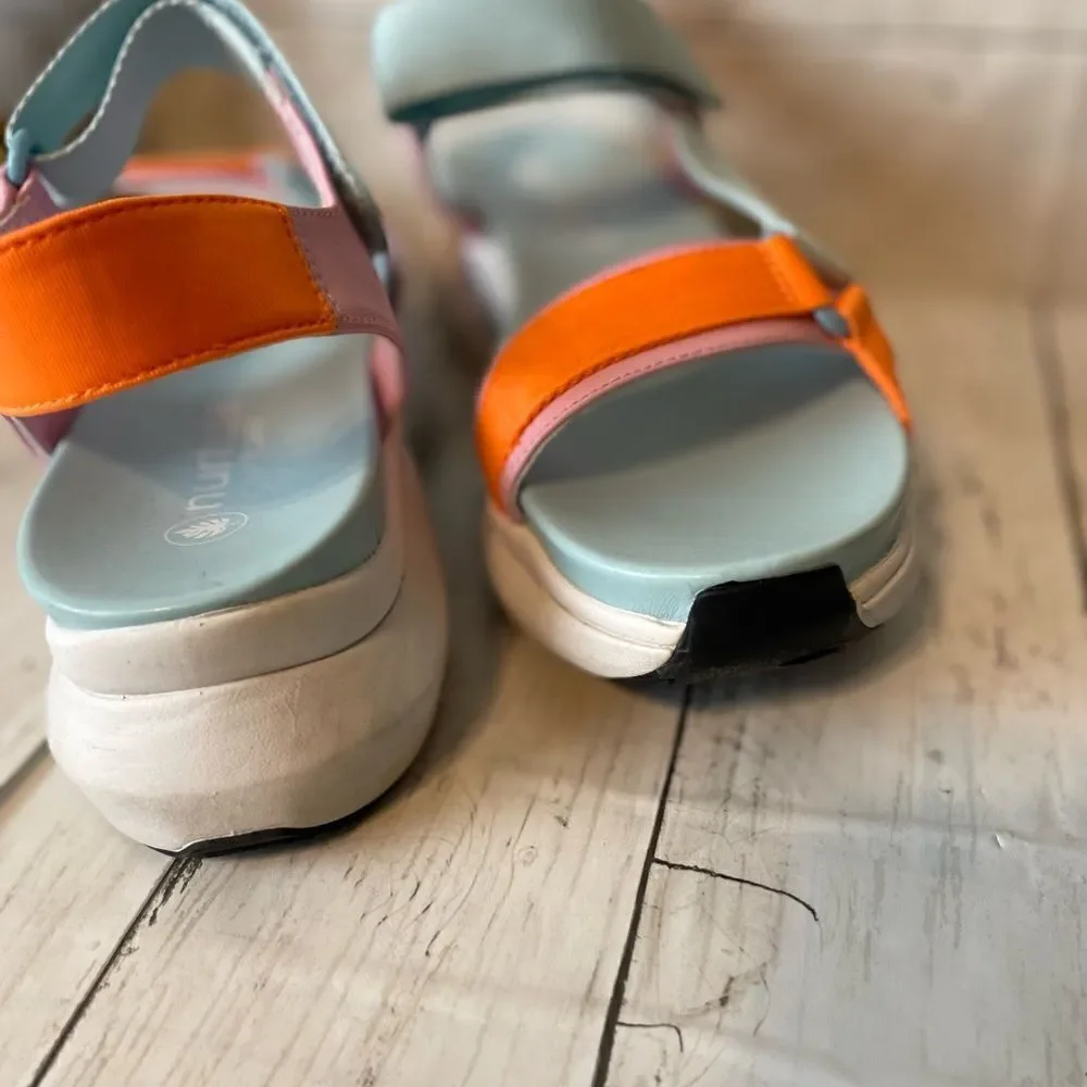 Nurture Roam Multi -Color Platform Block Heel Pastel Sandals Size 10
